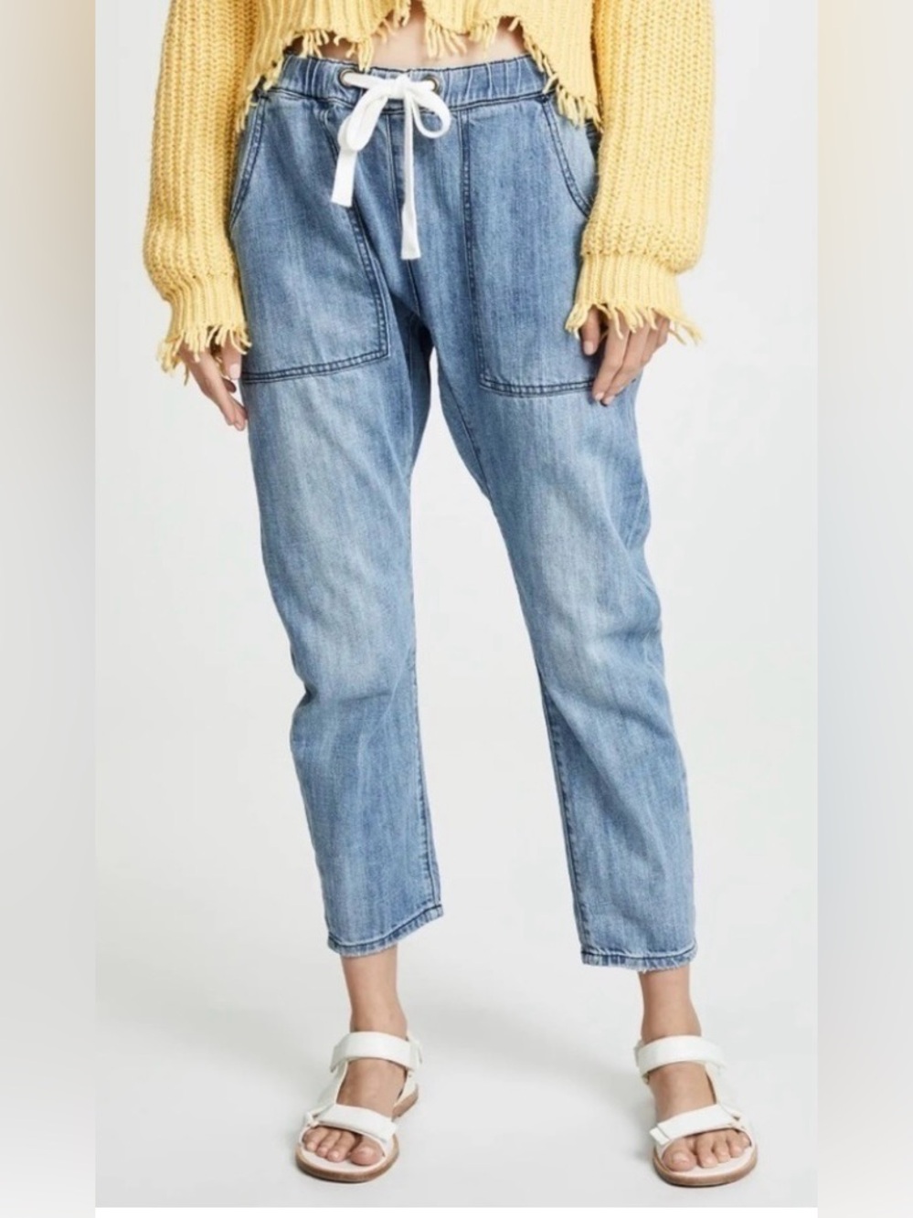 One Teaspoon Shabbies Drawstring Boyfriend Denim Jeans Parachute Drop Crotch XS